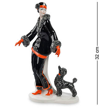 Фігурка фарфор Pavone Дама з собакою 32 см