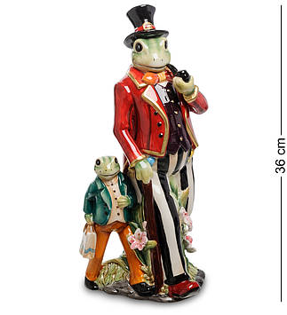 Прикольна фігурка жаби Містер Фроггі з сином Pavone з кераміки 36 см