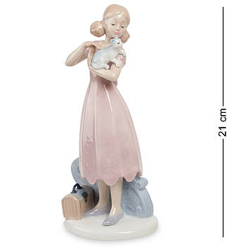Фарфорова статуетка Дівчина з кошеням 21 см Pavone