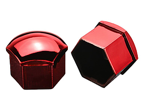 Ковпачки на колісні болти 19 мм комплект 20 шт Червоні, Захисні накладки кришки болтів для литих дисків