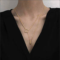 Женское ожерелье тонкая цепочка с кулоном в золотом металле Бижутерия в подарок на 8 марта