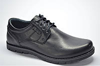 Мужские демисезонные кожаные туфли черные Riko 761