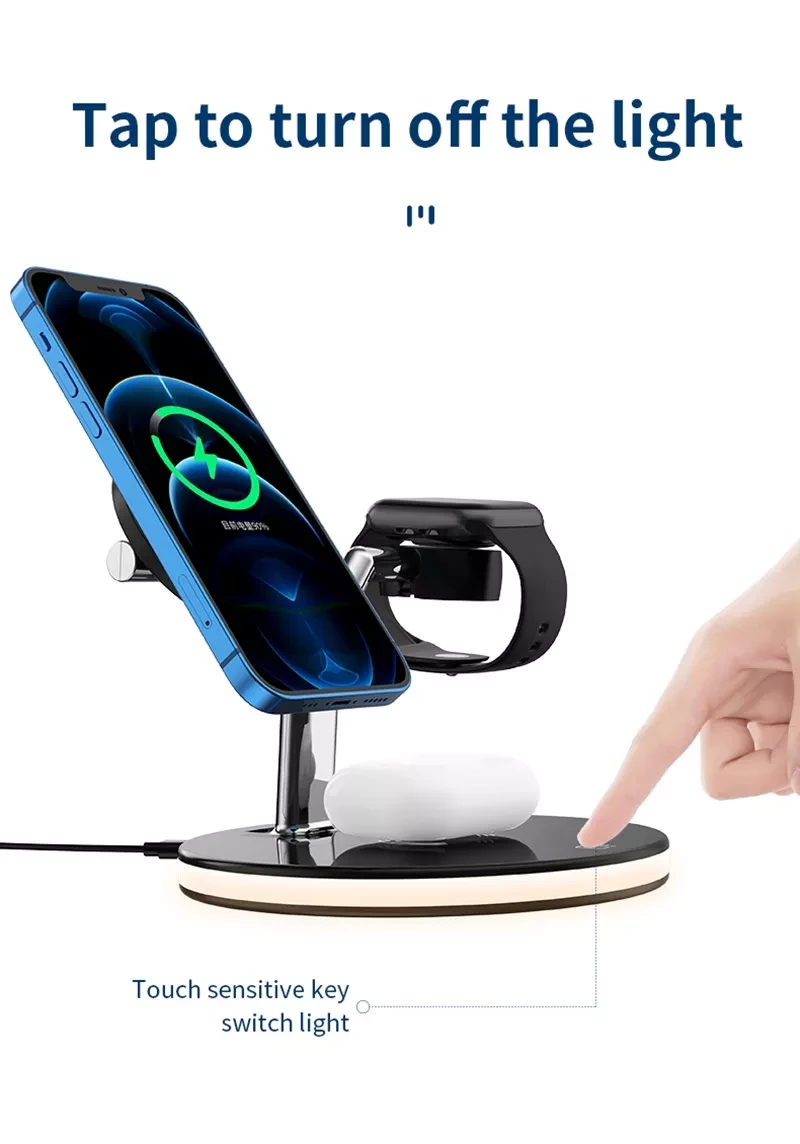 Бездротова зарядка док-станція Qi Wireless Charger Tongdaytech 3в1 для iPhone Apple Watch AirPods 25 W