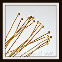 Пін із кулькою золото 10 000 шт (товщина 0,6 мм, довжина 2,8 см, діаметр кульки 2 мм)