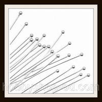 Пін із кулькою св. срібло 10 000 шт (товщина 0,6 мм, довжина 5 см, діаметр кульки 2 мм)