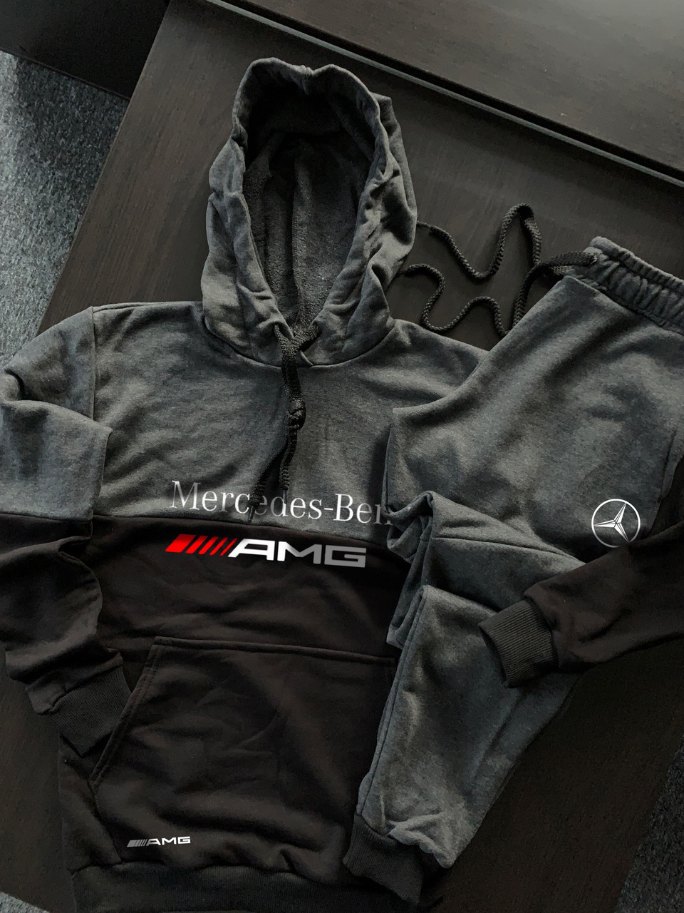 Спортивний костюм чоловічий Mersedes AMG осінній весняний трехнитка антрацит | Кофта + Штани ЛЮКС якості