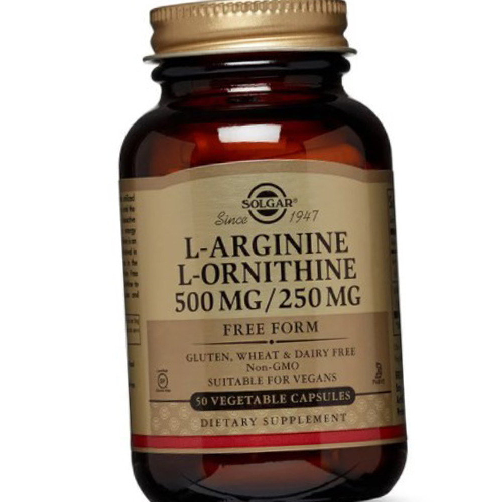 Аргінін і Орнітін Solgar L-arginine, L-Ornithine 500/250 50 капсул, фото 1