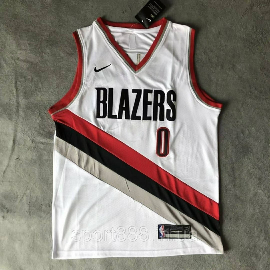 Біла майка Джерсі Ліллард 0 Портленд Трейл Блейзерс Nike Lillard Portland Trail Blazers