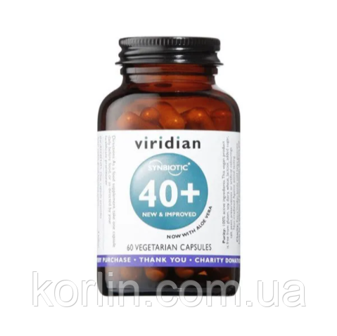 Синбіотик Бактеріальної Флори Для Людей Старше 40 років 30 кап Viridian Synbiotic 40 + Англія Доставка з ЄС