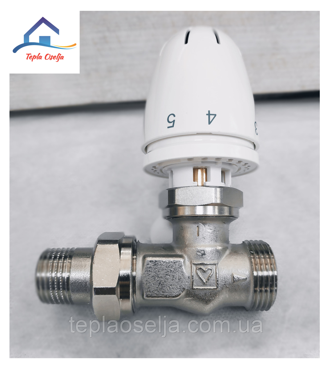 Кран RTL з термоголовкою для теплої підлоги 1/2" HERZ-Set RLTR-mini+прямий