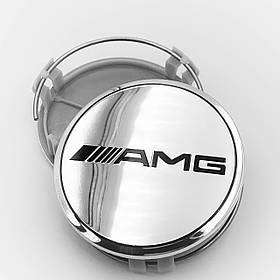 Ковпачки (заглушки) на литі диски AMG Mercedes Benz (Мерседес)  75 мм Сріблясті