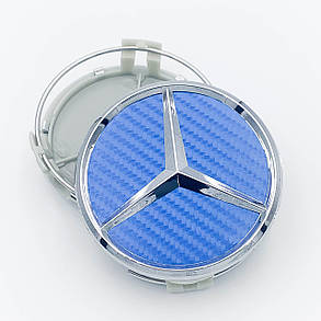 Ковпачки (заглушки) на диски Mercedes Benz (Мерседес) 75 мм Карбон-Синій, фото 2