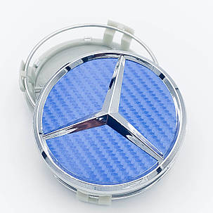 Ковпачки (заглушки) на диски Mercedes Benz (Мерседес) 75 мм Карбон-Синій, фото 2