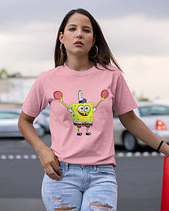 Футболка жіноча рожева з принтом "Спанч Боб"