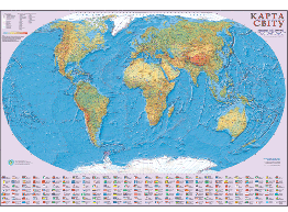 Карта світу Загальногеографічна М1:22 000 000 карта стінна 160х110см укр картон/лак