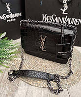 Модная женская кожаная черная сумка Yves Saint Laurent