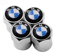 Защитные металлические колпачки на ниппель, золотник автомобильных колес с логотипом Бмв- хром BMW