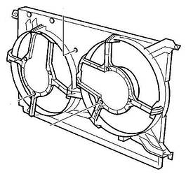 Дифузор вентилятора радіатора (на 2 вентилятори) Opel Vectra-C Signum