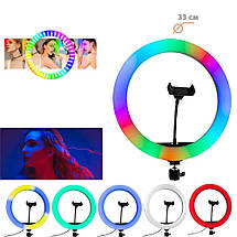 Кільце LED для фото MJ33 (33 см) RGB Mode + тримач для телефона — Black, фото 4