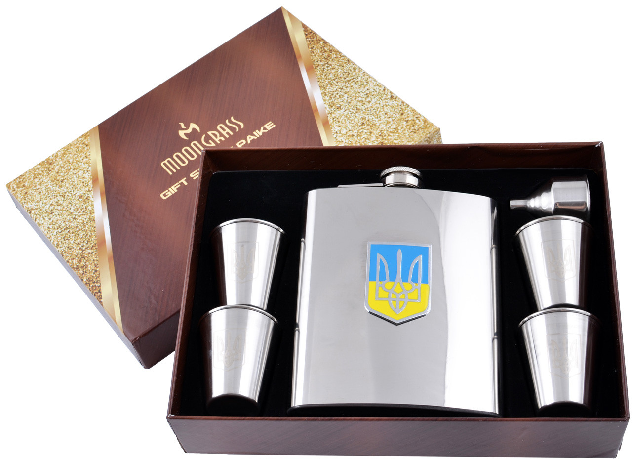 Подарунковий набір з флягою "Ukraine" Фляга/Чарки/Лійка №AM-027, фото 1