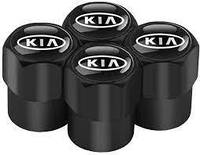 Захисні металеві ковпачки на ніпель, золотник автомобільних коліс із логотипом Kia Кіа чорні