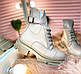 Черевики-берці чоботи жіночі зимові шкіряні білі, бежеві, чорні на хутрі на шнурівці на низькому ходу, фото 9