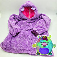 Детский плед с капюшоном и рукавами / толстовка Huggle Pets Hoodie Фиолетовый! Качественный