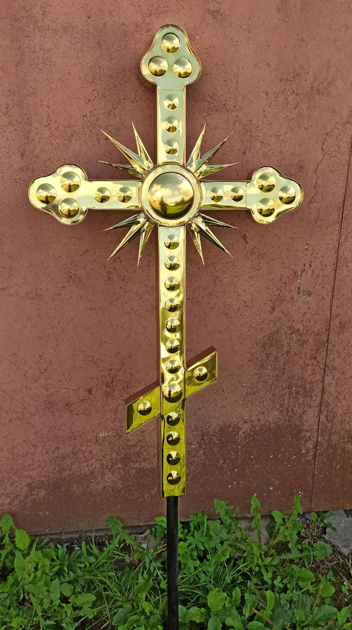 Фігурний хрест накупольний для храмів або каплиць з булату 1.2м.