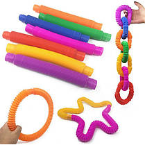 Іграшка-антистрес барвисті розкладні Попіт трубки, поп туб, фото 2