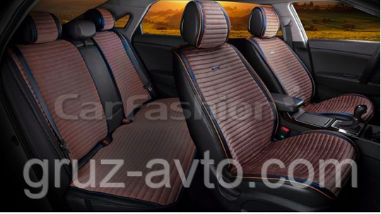 Накидки на сидіння CarFashion Moдель: MONACO PLUS чорний/кава/кава/кава