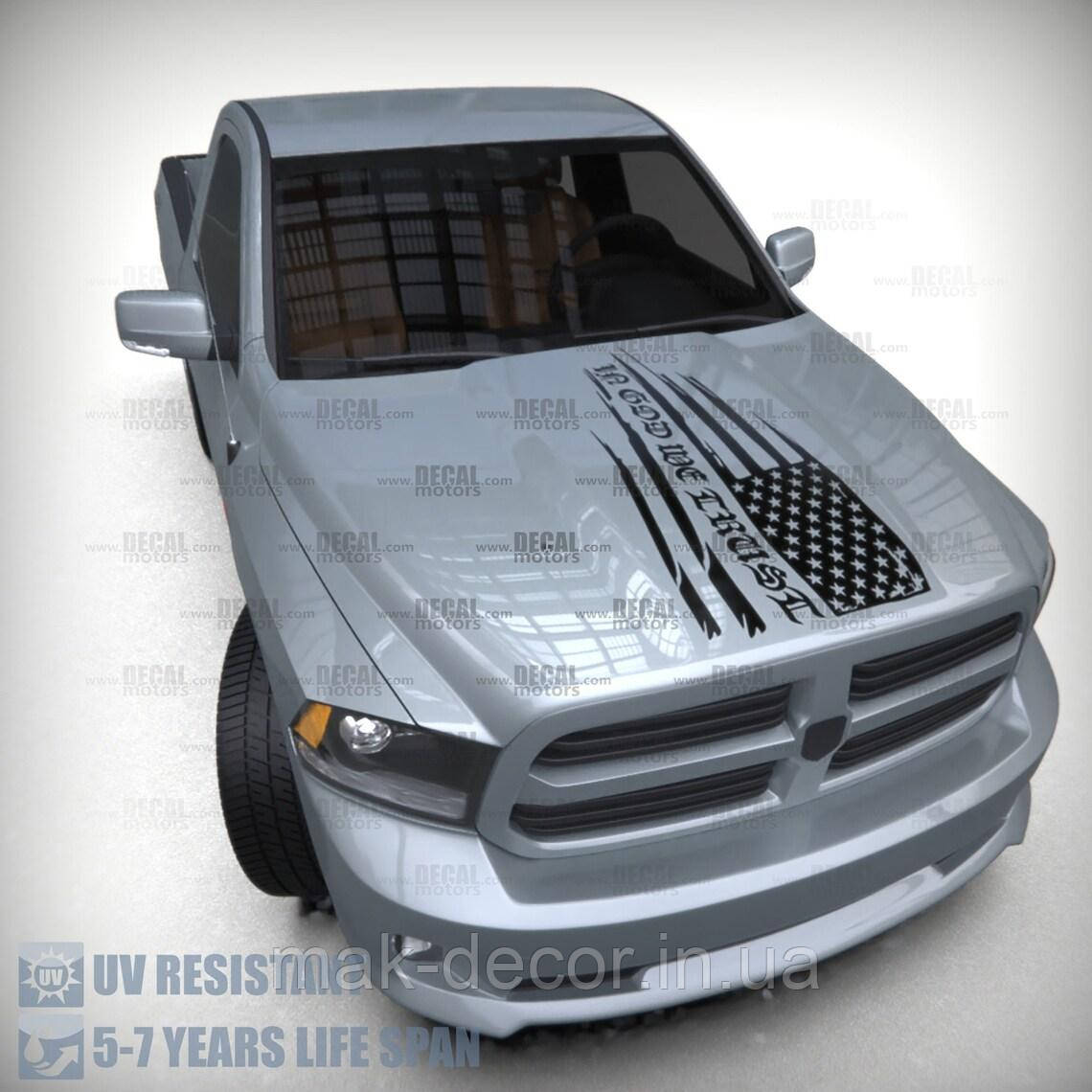 Вінілові наклейки на авто " Прапор США " 57х98 см