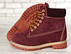 Жіночі зимові черевики Timberland 6 Inch Premium Тімберленд Преміум бордові натуральний нубук, хутро 36-41, фото 4
