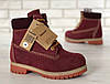 Жіночі зимові черевики Timberland 6 Inch Premium Тімберленд Преміум бордові натуральний нубук, хутро 36-41, фото 2