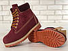 Жіночі зимові черевики Timberland 6 Inch Premium Тімберленд Преміум бордові натуральний нубук, хутро 36-41, фото 10