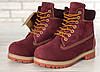 Жіночі зимові черевики Timberland 6 Inch Premium Тімберленд Преміум бордові натуральний нубук, хутро 36-41, фото 7