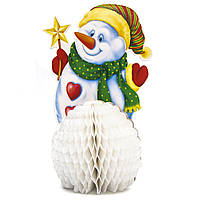 Новогоднее украшение декорация снеговик, 25 см, белый, бумага