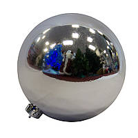 Елочная игрушка шар, D15 см, серебристый, глянец, пластик