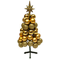 Новогодний декор Елочка из пластиковых шаров, 31 см, золотистый, пластик