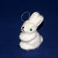 Ялинкова іграшка фігурка Кролик, 9 см, білий, пінопласт(200367)
