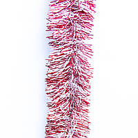 Новогоднее украшение мишура, 200x5 см, ПВХ, красный-белый