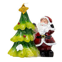 Свечка Дед Мороз с елкой слева, 8,5x8x5,3 см, , воск