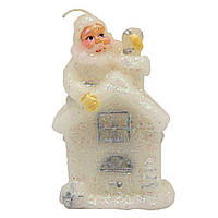 Свечка Домик с Дедом Морозом слева, 10x6x7 см, белый, воск