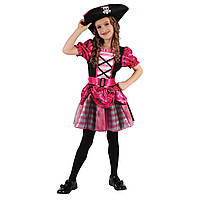 Детский карнавальный костюм пират для девочки, рост 92-104 см, черный, розовый, вискоза, полиэстер