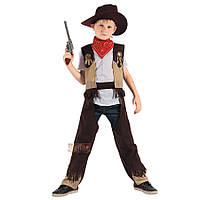 Детский карнавальный костюм ковбой, рост 110-120 см, темно-коричневый, вискоза, полиэстер
