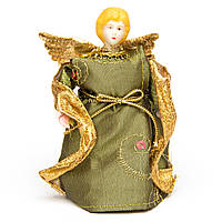 Новогодняя елочная игрушка фигурка Фея, 11 см, зеленый, полистоун, текстиль