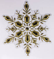 Новогоднее украшение наклейка на окно снежинка, 24x20 см, золотистый, ПВХ, PET
