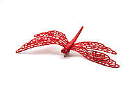 Елочная игрушка на клипсе Стрекоза, 16,5 см, красный, пластик