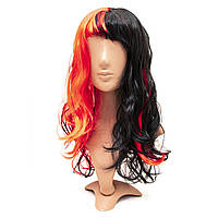 Карнавальный парик, 48-50 см, красно-черный, синтетическое волокно