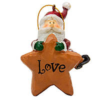 Новогодняя елочная игрушка фигурка Дед Мороз со звездочкой, 9 см, коричневый, полистоун