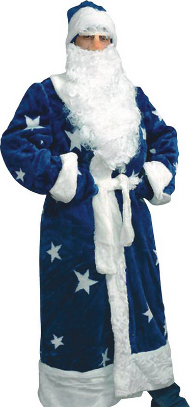 Карнавальный костюм Деда Мороза, 180 см, синий, полиэстер - фото 1 - id-p1471243384